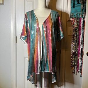 Multicolored sequin kimono